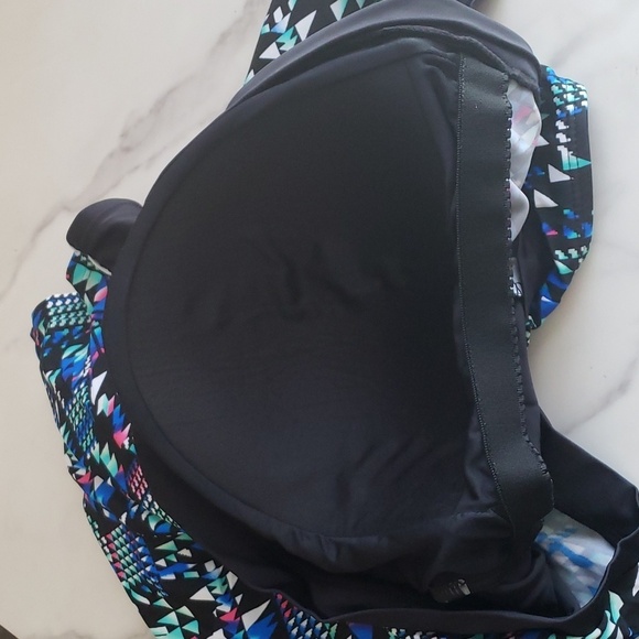 EVALESS Printed Two Piece Swimsuit Zipper Tankini Swimsuit with Skirt 3X NWOT - Picture 8 of 12